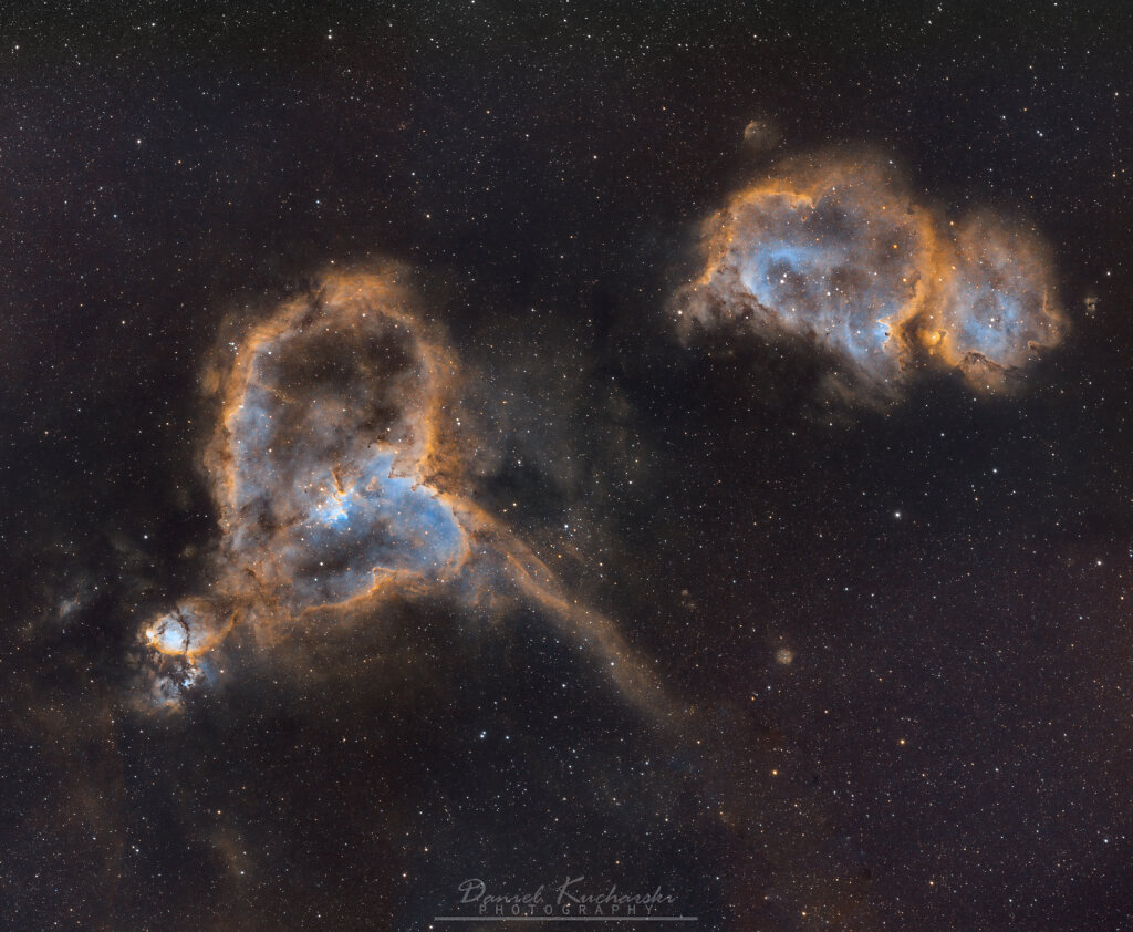 The Heart Nebula and Soul Nebula 4-panel mosaic